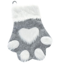 Vianočná textilná ponožka Labka 40 cm, sivá